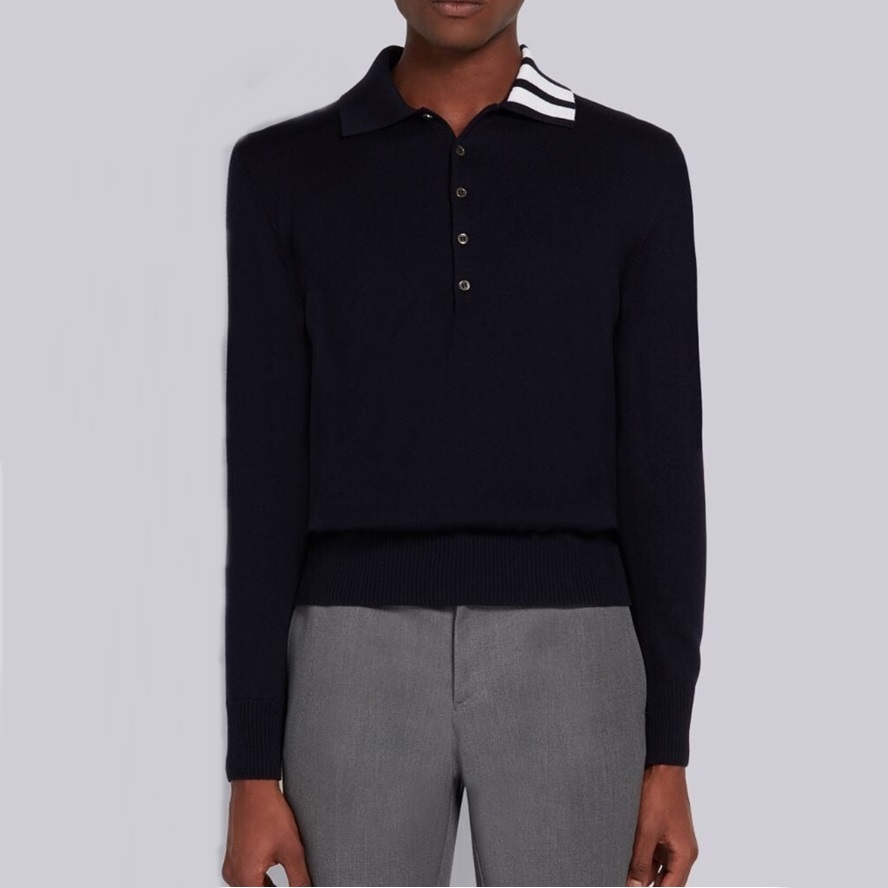 トムブラウンメンズネイビーポロニットm0621