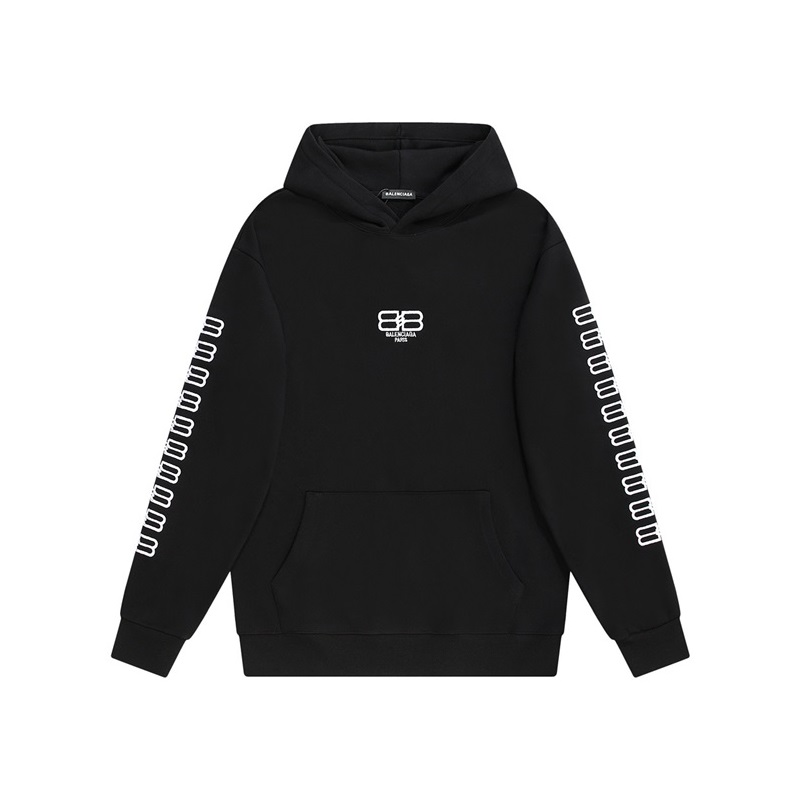 バレンシアガユニセックスカジュアルブラックフーディl01694