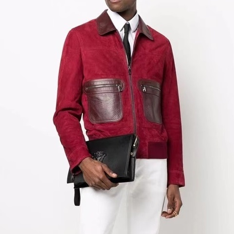 ドルチェ＆ガッバーナメンズレッドレザージャケットl0357