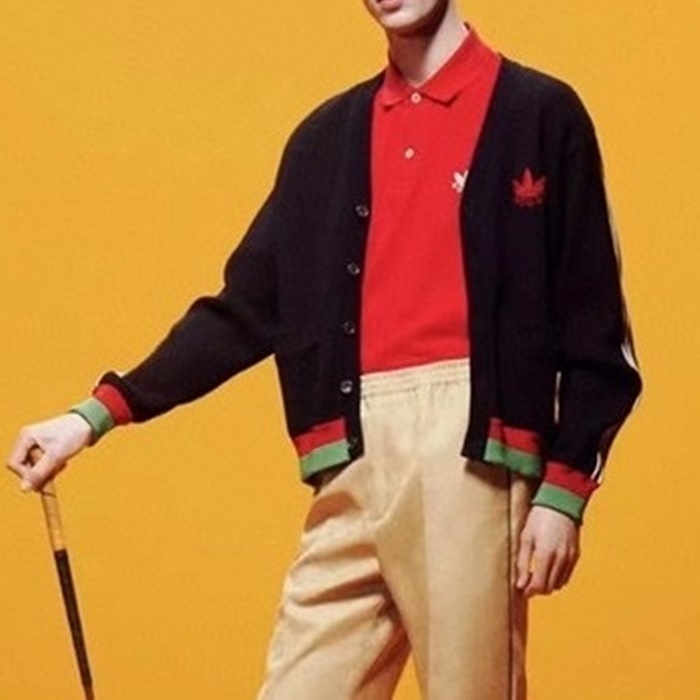 グッチユニセックスネックネイビーカーディガンc05180