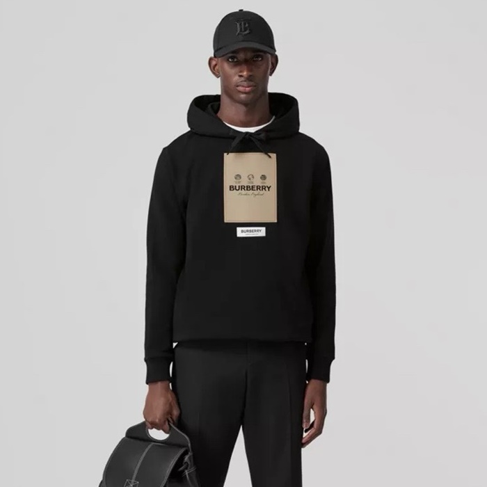 バーバリーメンズブラックフーディr4513