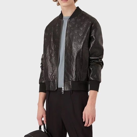 アルマーニメンズブラックレザージャケットm0918