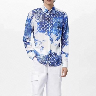 ルイヴィトンメンズイニシャルブルーシャツu05262