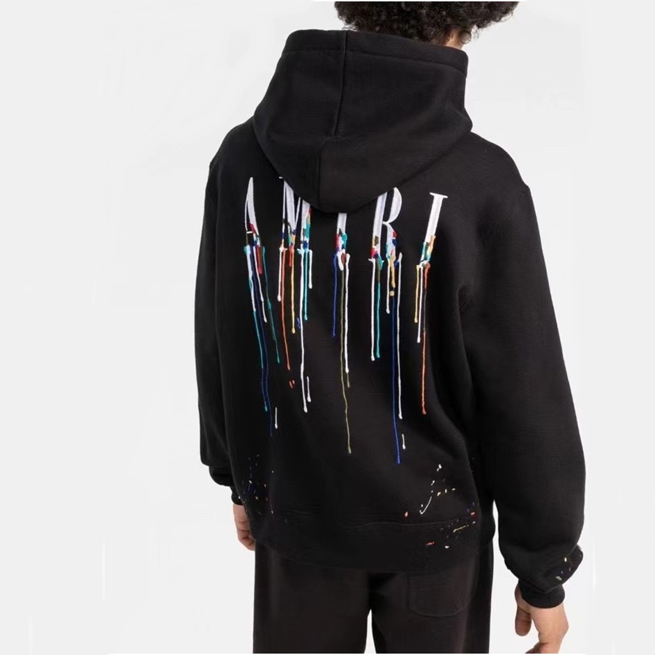 アミリメンズカジュアルブラックフーディr0371