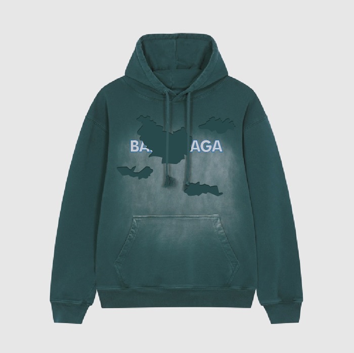 バレンシアガユニセックスカジュアルブルーフーディl01703