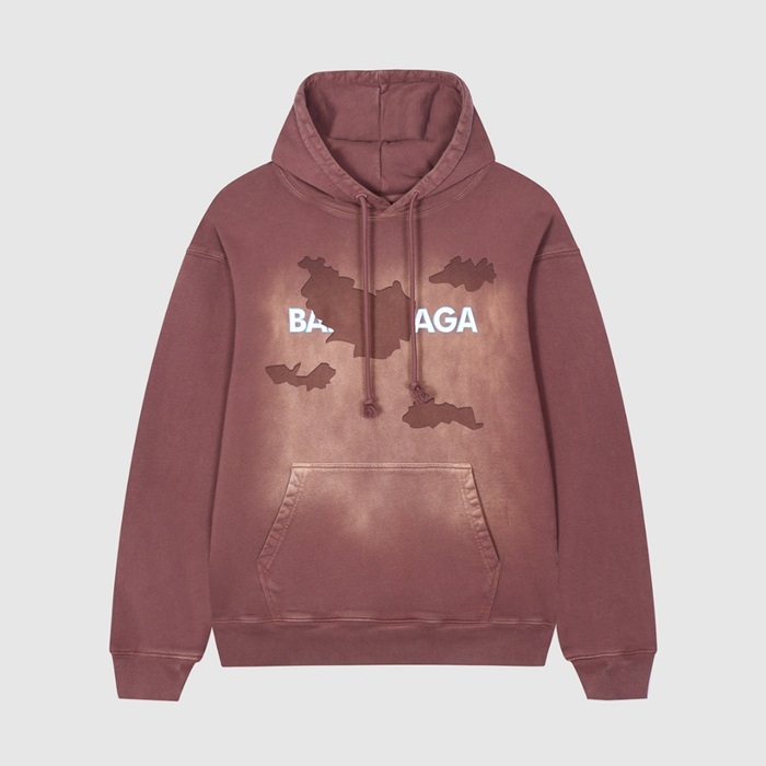 バレンシアガユニセックスカジュアルバーガンディフーディl01704