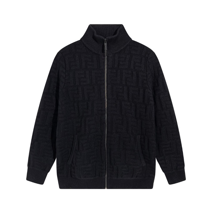 ェンディメンズトレンディブラックジップアップニットn01293