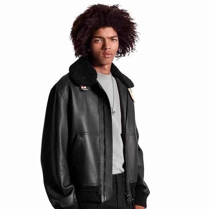 ルイヴィトンメンズブラックレザージャケットu05268