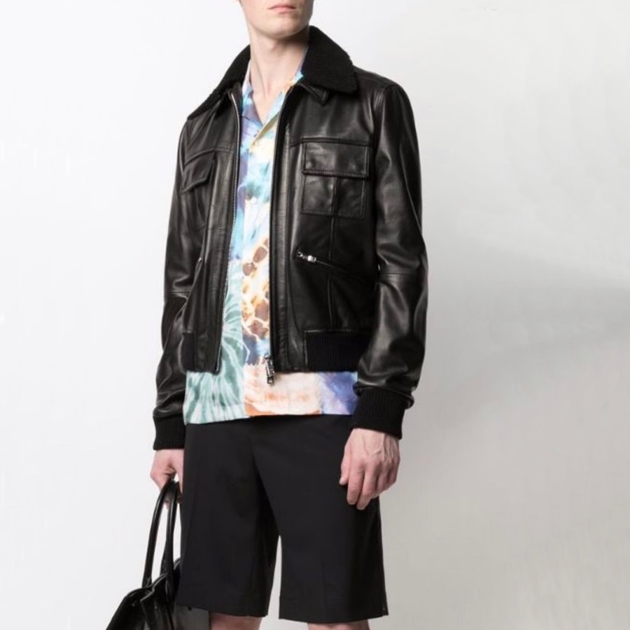 アミリメンズカジュアルブラックレザージャケットr0373