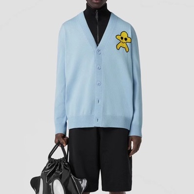 バーバリーメンズブルーネックカーディガンr04515