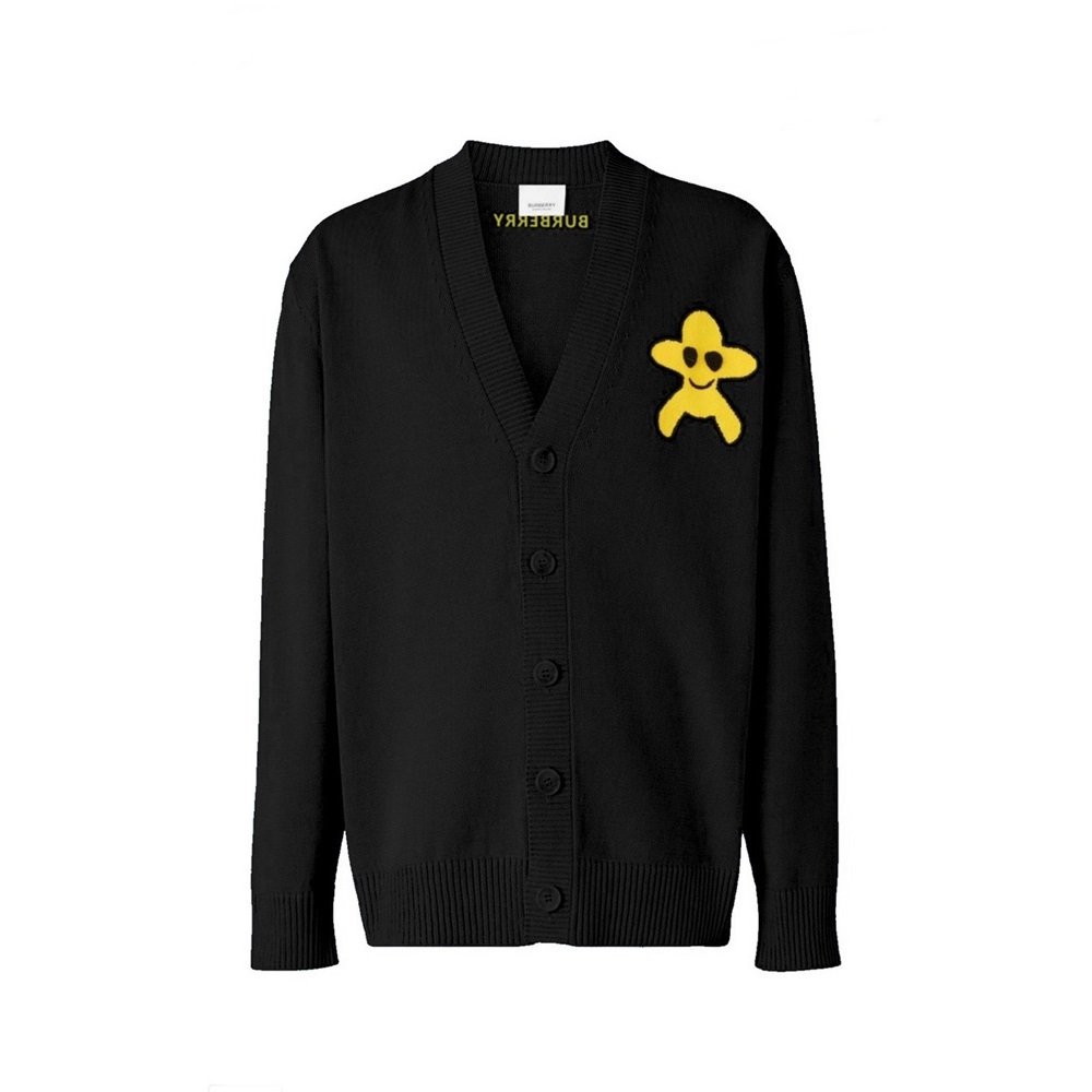 バーバリーメンズブラックネックカーディガンr04516