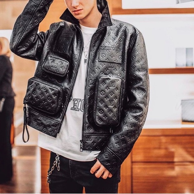 ルイヴィトンメンズブラックレザージャケットu05274