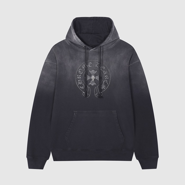 クロムハーツユニセックスブラックフーディr0464