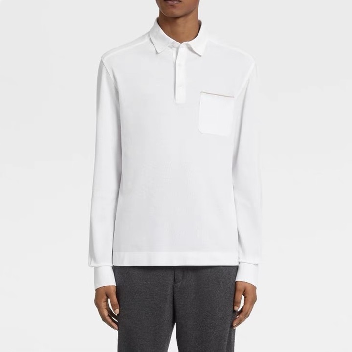 エルメネジルドゼニアメンズホワイトポロスウェットシャツg0401