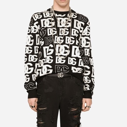 ドルチェ＆ガッバーナメンズブラッククルーネックニットl0359