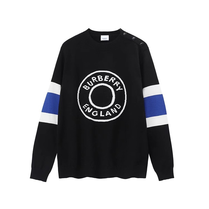 バーバリーメンズクルーネックブラックニットr04520