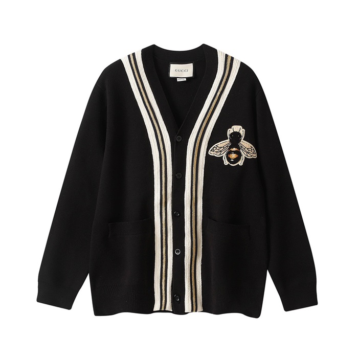 グッチユニセックスネックブラックカーディガンc05216
