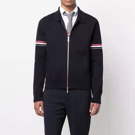 トムブラウンメンズネイビージップアップニットm0627