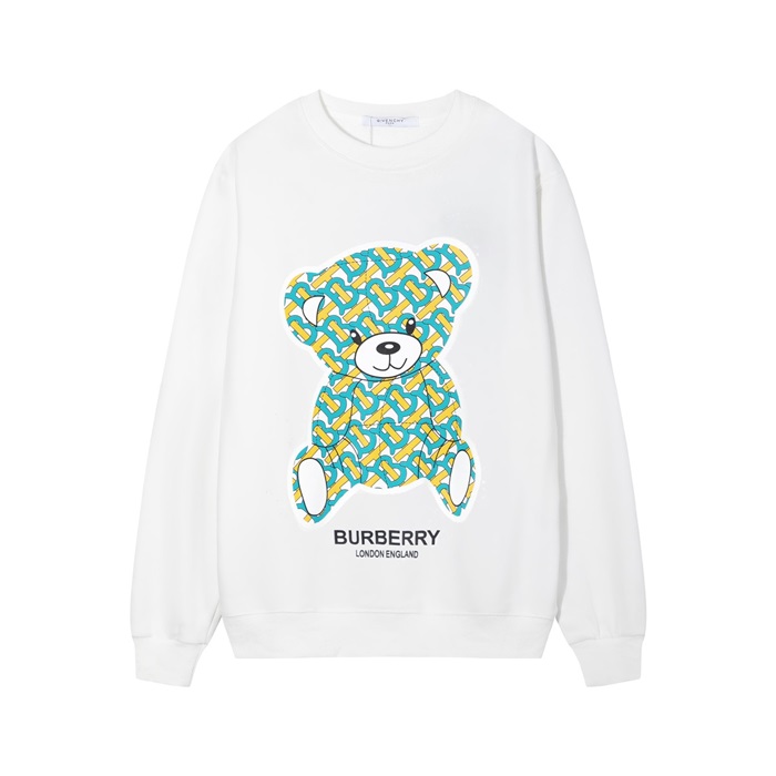 バーバリーユニセックスクルーネックホワイトスウェットシャツr04527