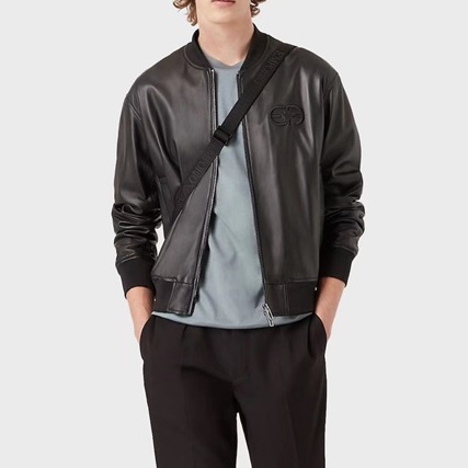 アルマーニメンズブラックレザージャケットm0921