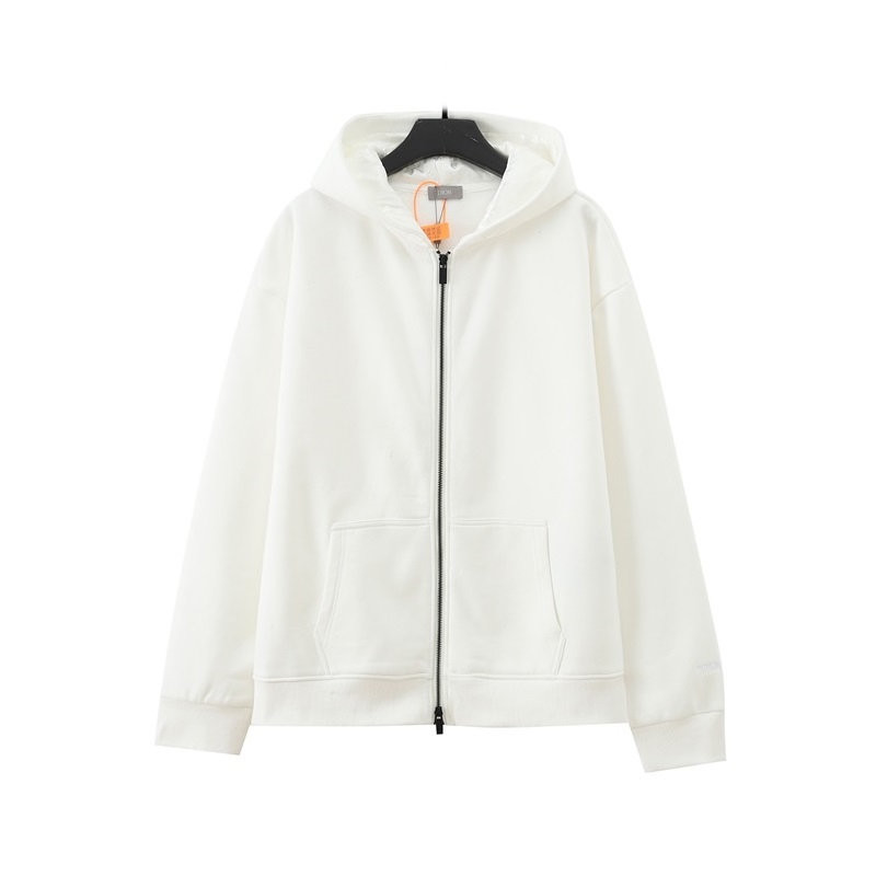 ディオールメンズベーシックホワイトジップアップフーディo02157