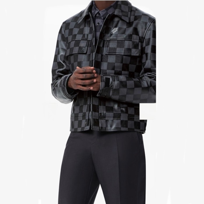 ルイヴィトンメンズブラックレザージャケットu5304