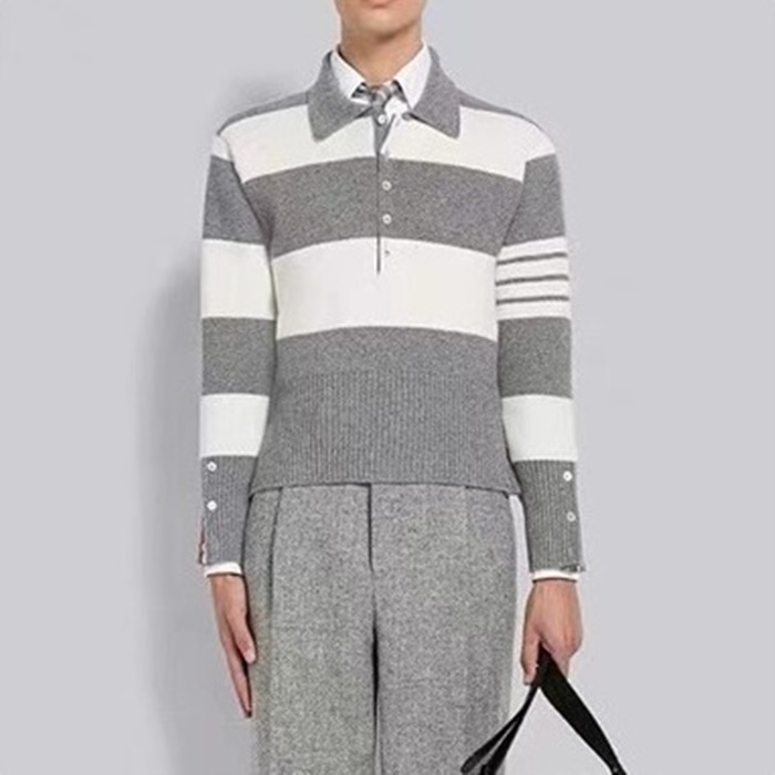 トムブラウンメンズグレーポロニットm0629