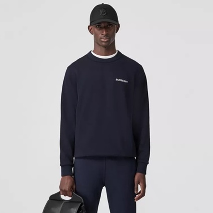 バーバリーメンズネイビースウェットシャツr4535