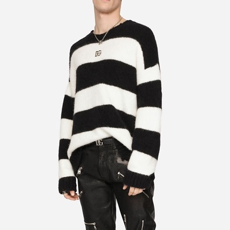 ドルチェ＆ガッバーナメンズブラッククルーネックニットl0360