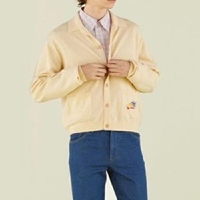 グッチユニセックスネックイエローカーディガンc05230