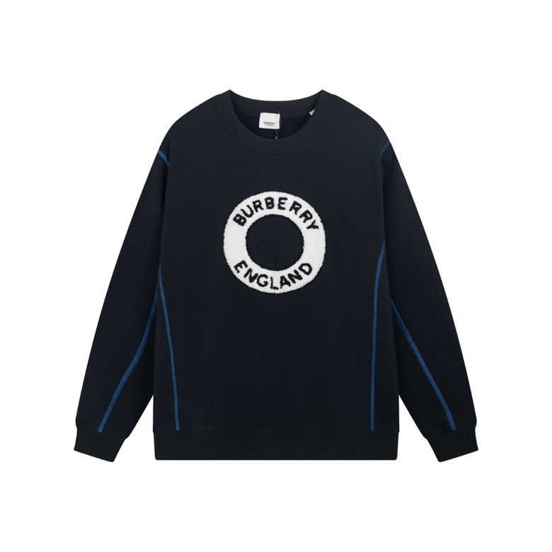 バーバリーメンズクルーネックネイビースウェットシャツr04540