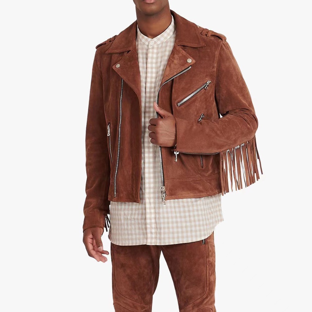 バルマンメンズカジュアルブラウンレザージャケットm0178