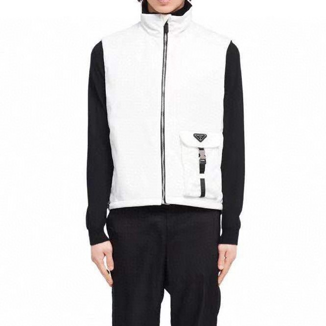 プラダユニセックスホワイトダウンベストa02846