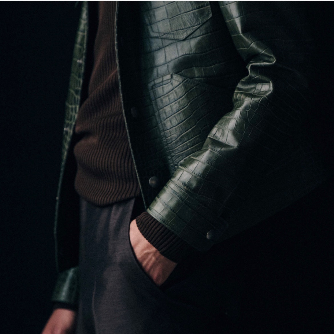 トムフォードメンズブラックレザージャケットf0028