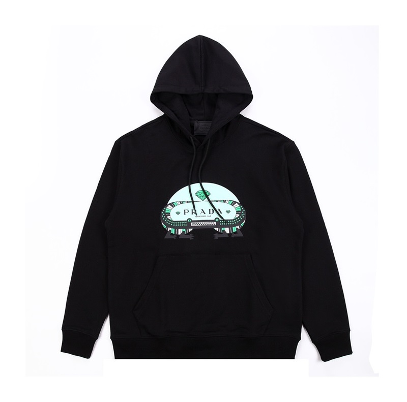 プラダメンズカジュアルブラックフーディa02854