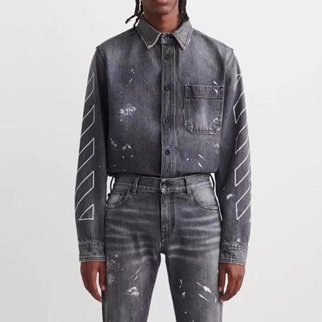 オフホワイトメンズシグネチャーグレーシャツf0851