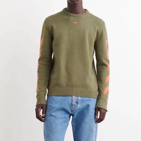 オフホワイトメンズシグネチャーカーキニットf0853