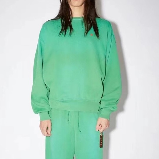 アクネストゥディオズユニセックスグリーンクルーネックスウェットシャツe0159
