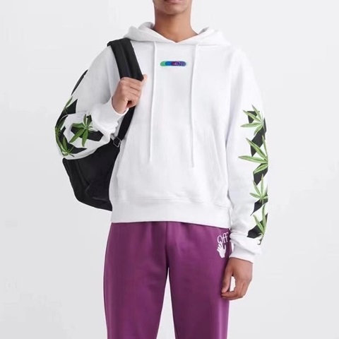 オフホワイトメンズカジュアルホワイトフーディf0859