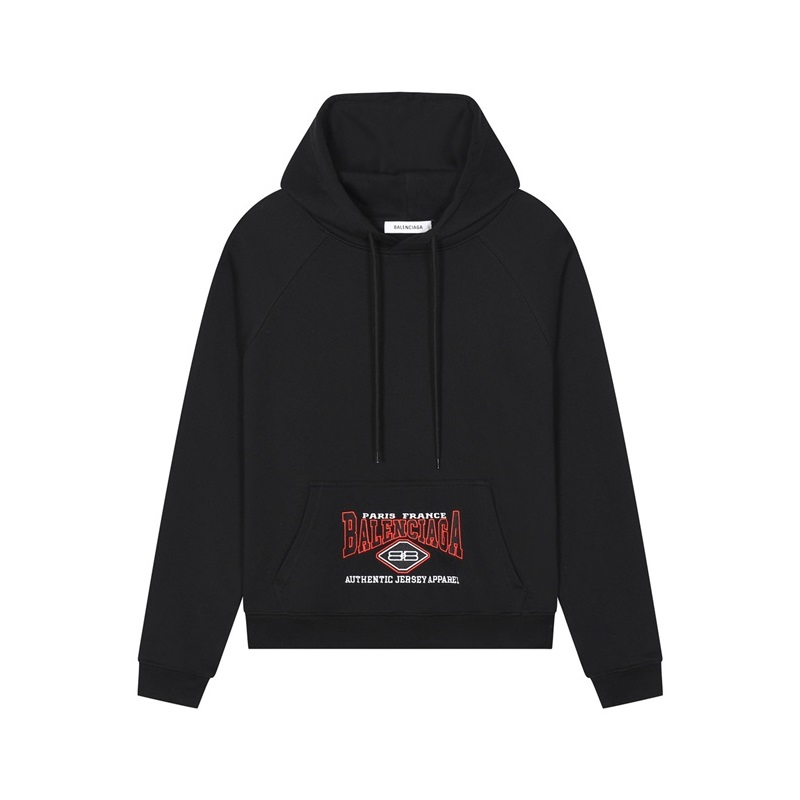 バレンシアガユニセックスカジュアルブラックフーディl01731