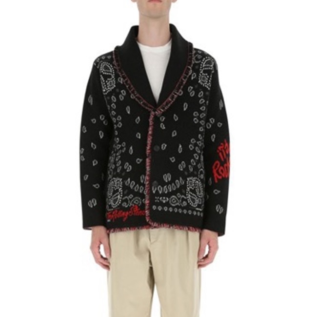 アラヌイメンズネックブラックカーディガンa01