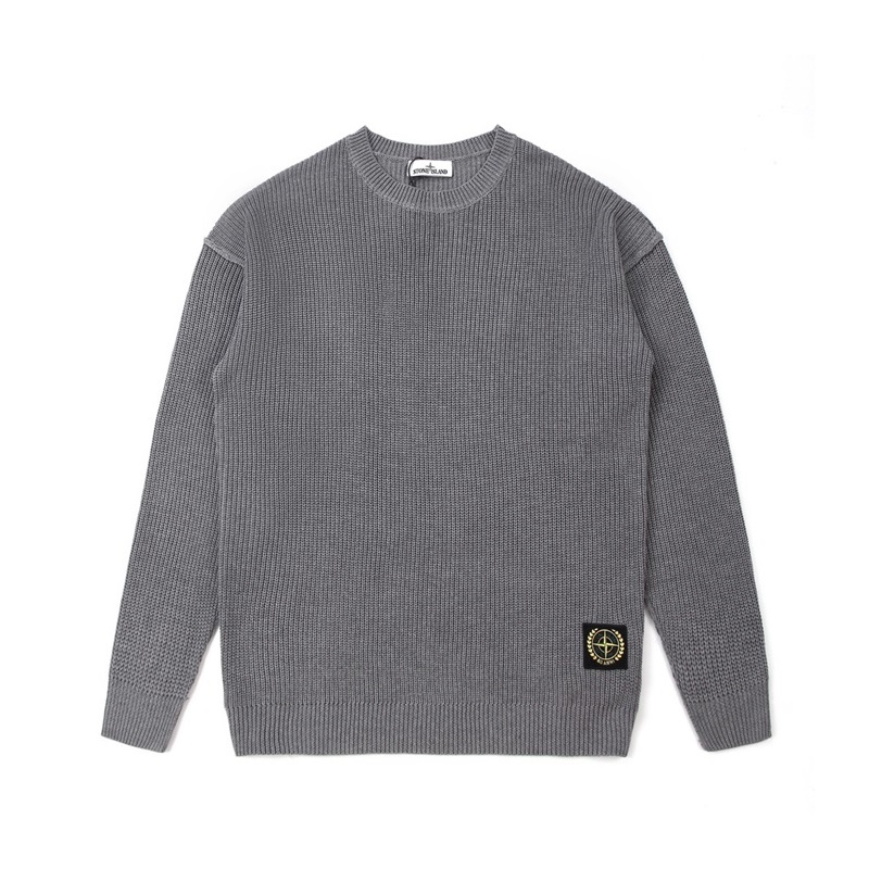 ストーンアイランドメンズグレークルーネックニットo0501