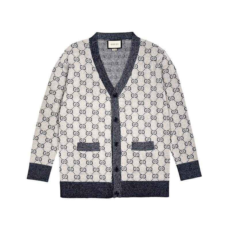 グッチユニセックスネックグレーカーディガンc05277