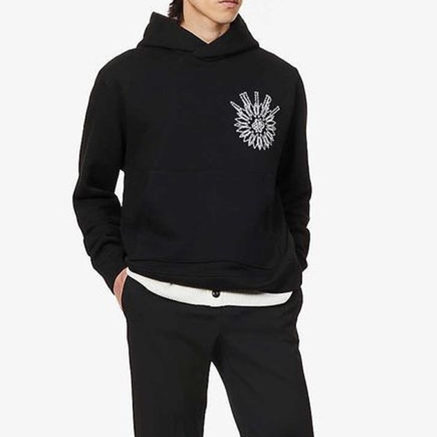 アミリメンズブラックフーディr0386