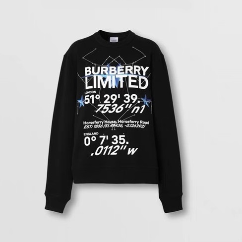 バーバリーメンズクルーネックブラックスウェットシャツr04551