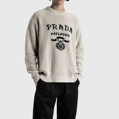 プラダメンズクルーネックベージュニットa02872