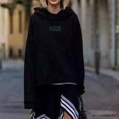 シャネルユニセックスカジュアルブラックフーディl0932