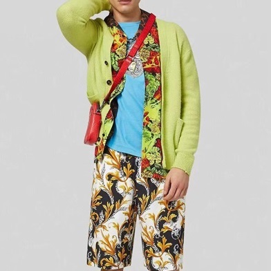 ヴェルサーチェメンズネックグリーンカーディガンr0930