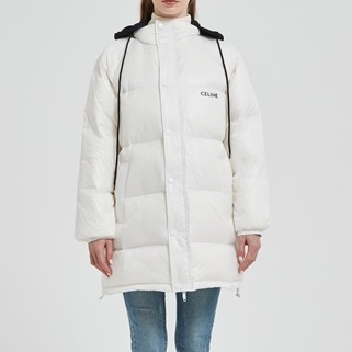 セリーヌレディースホワイトグースダウンロングパディングl0514