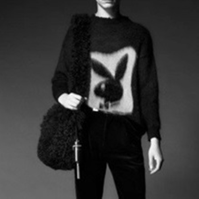 サンローランユニセックスクルーネックブラックニットl0141